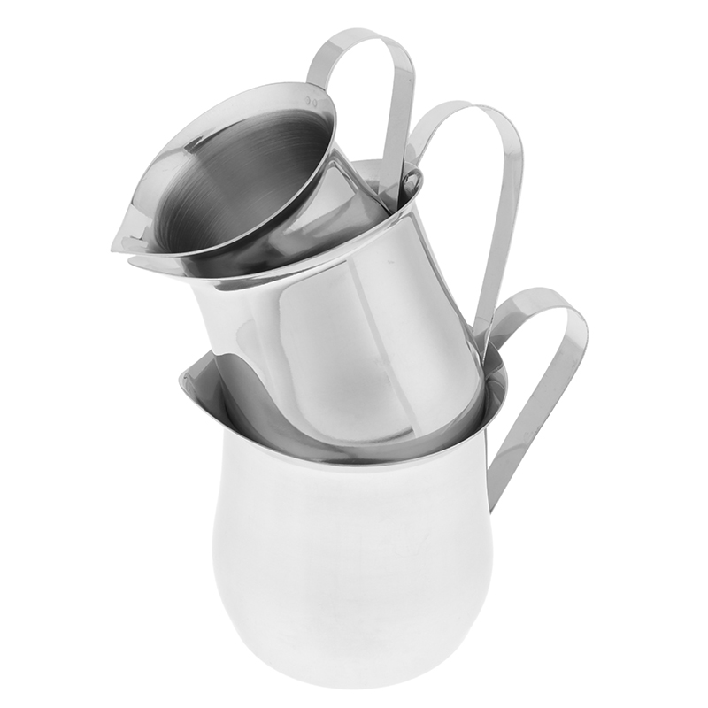 Barista Milk Jug - เหยือกสแตนเลสสำหรับครีม 60-240 มล. พร้อมฝาปิดและพวยกาสำหรับเท เหมาะสำหรับกาแฟ นม