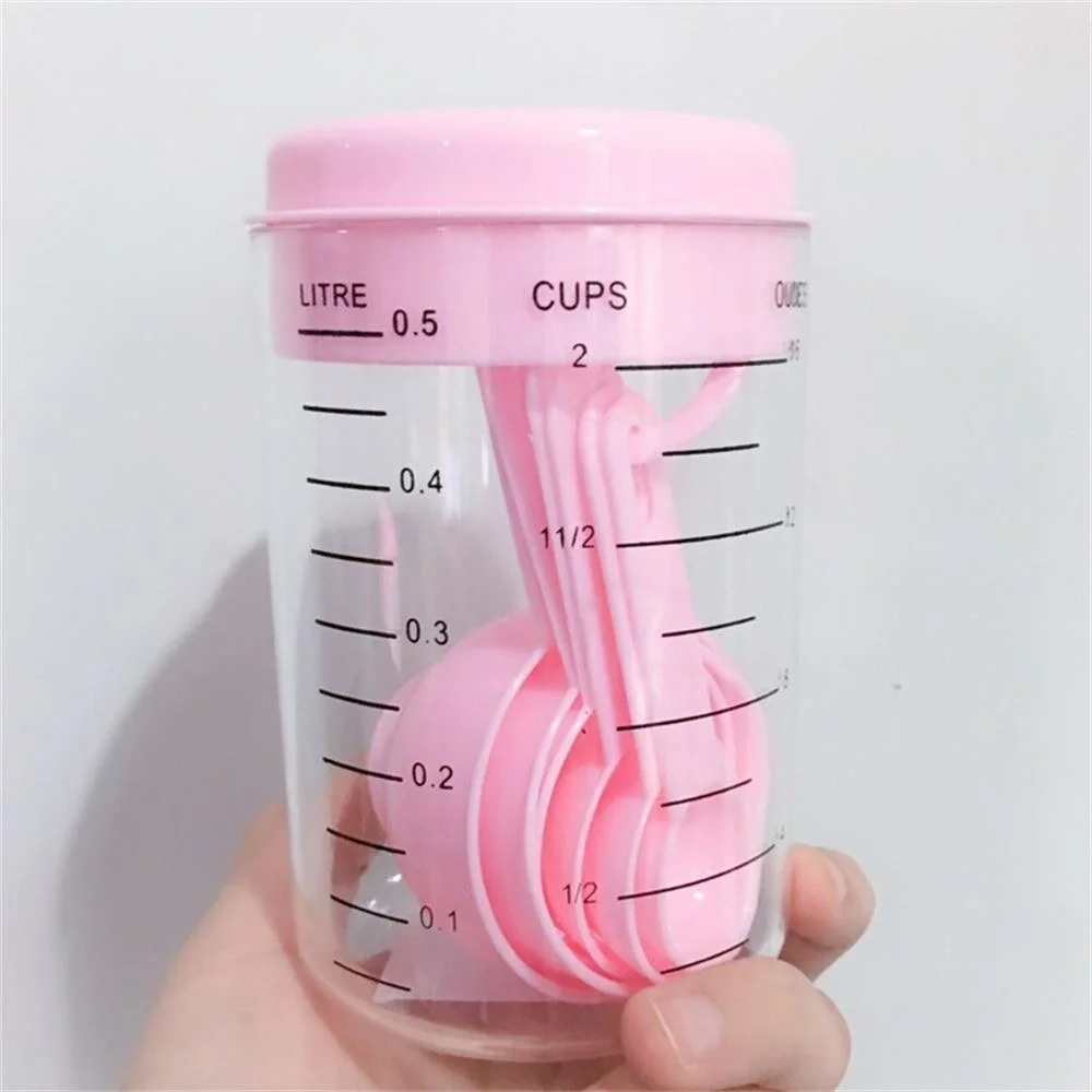 Coffee Tea And Sugar Set - 7 ชิ้น/เซ็ตถ้วยตวงพลาสติกและช้อนชากาแฟเครื่องครัวเบเกอรี่เครื่องมือถาด