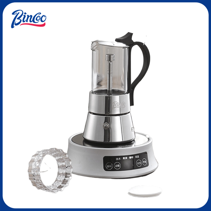 Moka Pot Stove - หม้อกาแฟโมก้าพอต BINCOO แบบสองวาล์ว ทำจากสแตนเลส ใช้สำหรับชงกาแฟเอสเพรสโซ ขนาดเล็กสำหรับใช้ในบ้าน