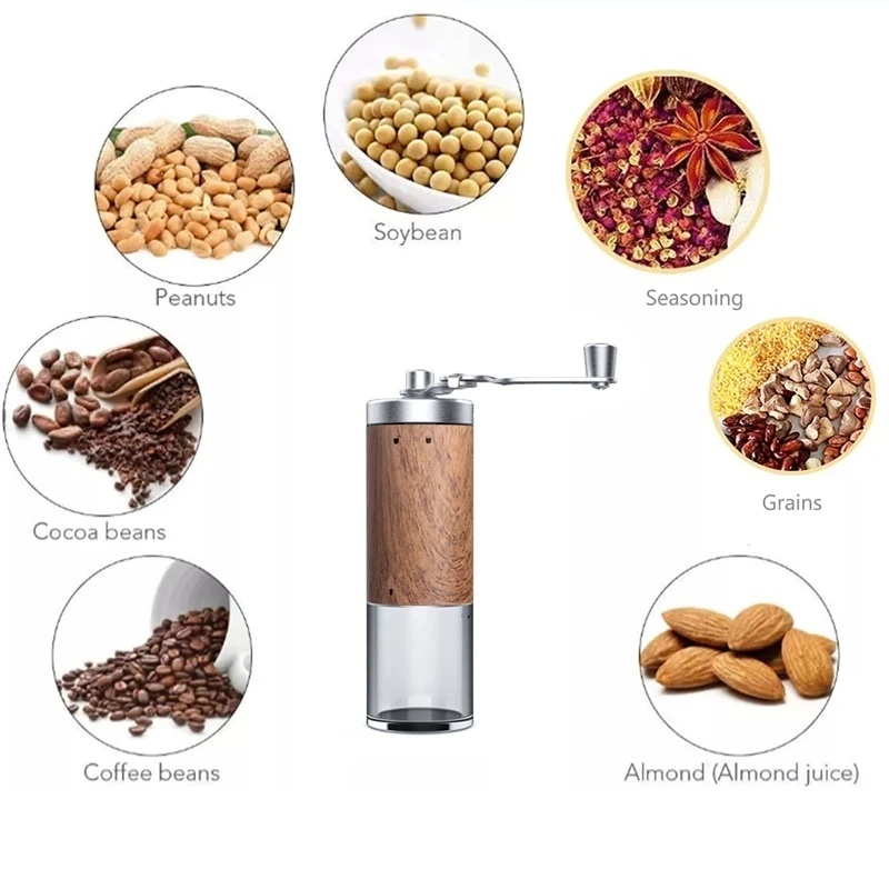 เครื่องบดกาแฟแบบมือหมุนลายไม้แ - Burr Hand Grinder บทวิจารณ์และราคา