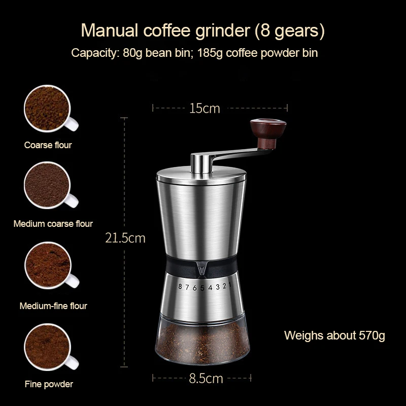 เครื่องบดกาแฟมือหมุนแบบปรับได้ - Burr Hand Grinder บทวิจารณ์และราคา