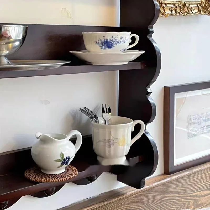 Retro ไม้ชั้นวางของโบราณชุดชาช - Coffee Tea Images บทวิจารณ์และราคา